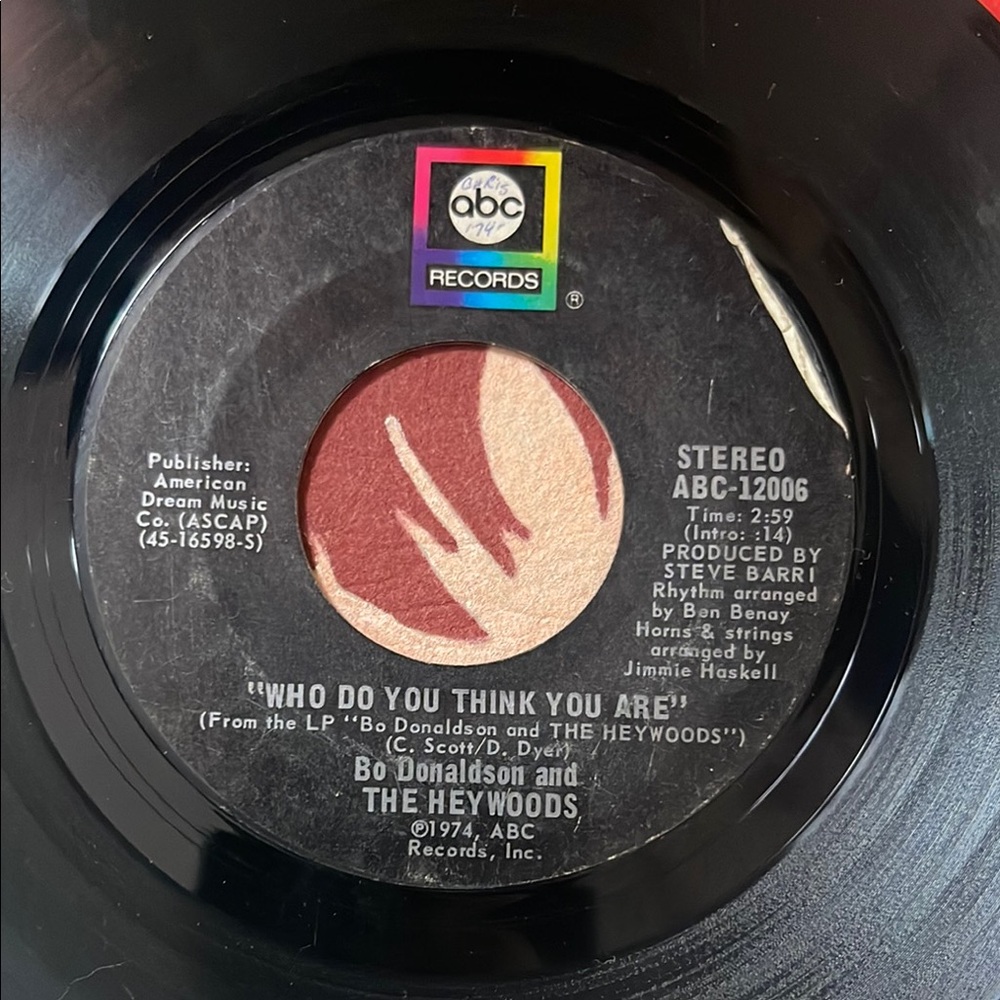 ABC Records Vinyl 45 RPM Bo Donaldson & the Heywoods - Picture 4 of 4
